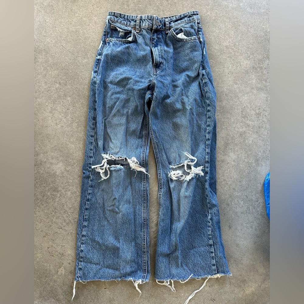 Zara Distressed Blue Denim Jeans